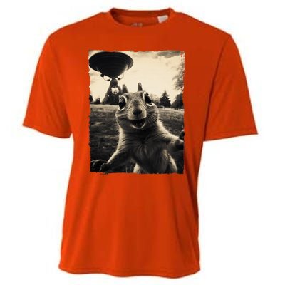 Squirrel Selfie With Ufos Squirrel Mom Funny Squirrel Lover Cooling Performance Crew T-Shirt