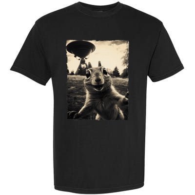 Squirrel Selfie With Ufos Squirrel Mom Funny Squirrel Lover Garment-Dyed Heavyweight T-Shirt