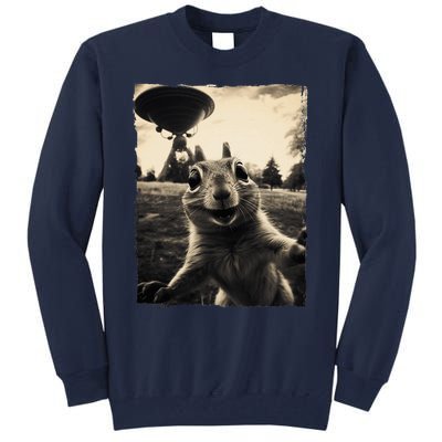 Squirrel Selfie With Ufos Squirrel Mom Funny Squirrel Lover Tall Sweatshirt