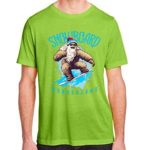 Sasquatch Snowboard Wonderland Christmas Bigfoot Adult ChromaSoft Performance T-Shirt