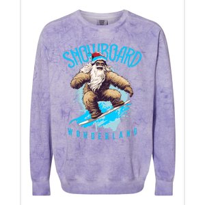 Sasquatch Snowboard Wonderland Christmas Bigfoot Colorblast Crewneck Sweatshirt