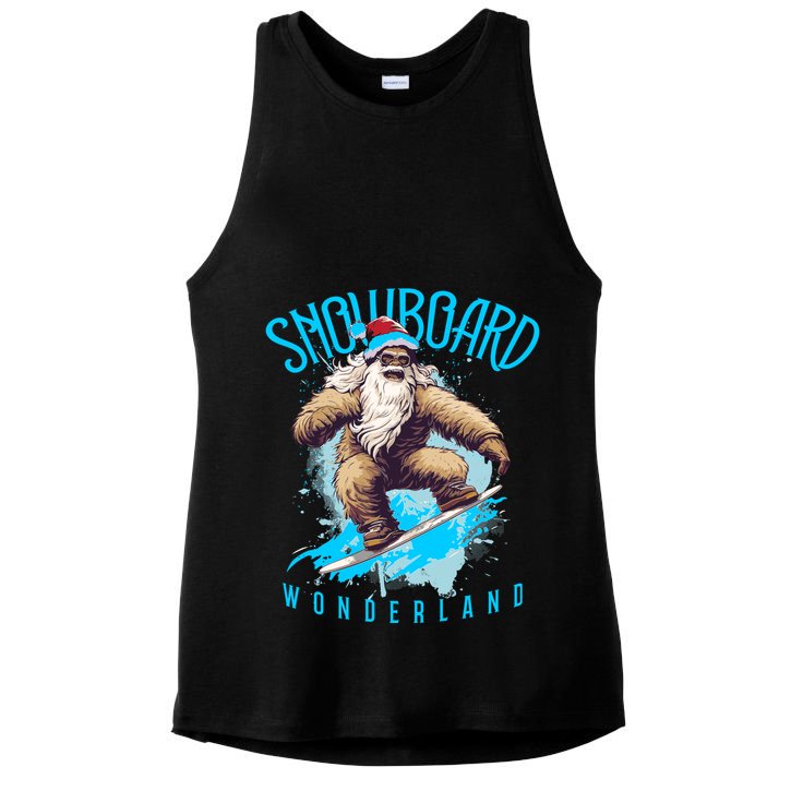 Sasquatch Snowboard Wonderland Christmas Bigfoot Ladies PosiCharge Tri-Blend Wicking Tank