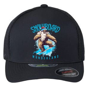 Sasquatch Snowboard Wonderland Christmas Bigfoot Flexfit Unipanel Trucker Cap