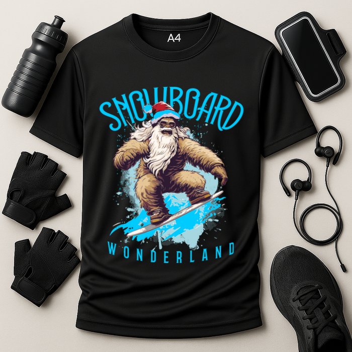 Sasquatch Snowboard Wonderland Christmas Bigfoot Cooling Performance Crew T-Shirt