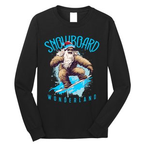 Sasquatch Snowboard Wonderland Christmas Bigfoot Long Sleeve Shirt