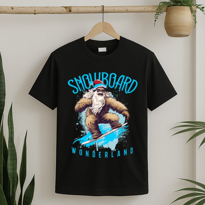 Sasquatch Snowboard Wonderland Christmas Bigfoot T-Shirt