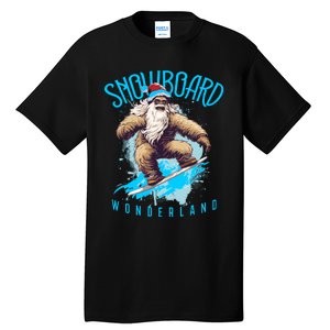 Sasquatch Snowboard Wonderland Christmas Bigfoot Tall T-Shirt