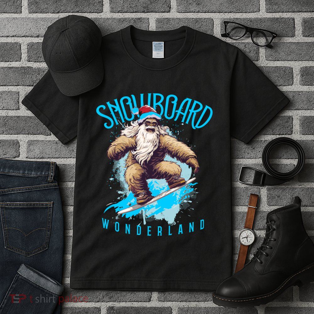 Sasquatch Snowboard Wonderland Christmas Bigfoot Tall T-Shirt