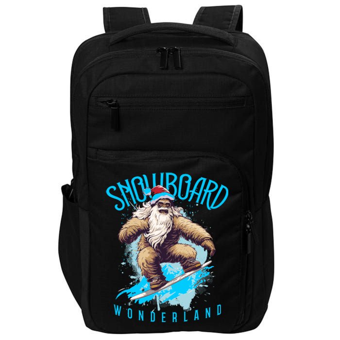 Sasquatch Snowboard Wonderland Christmas Bigfoot Impact Tech Backpack