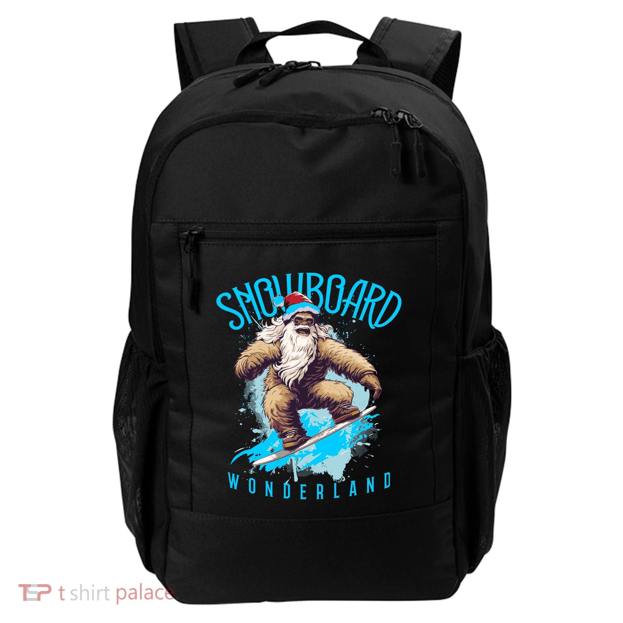 Sasquatch Snowboard Wonderland Christmas Bigfoot Backpack