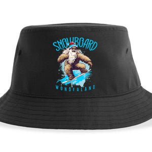 Sasquatch Snowboard Wonderland Christmas Bigfoot Sustainable Bucket Hat