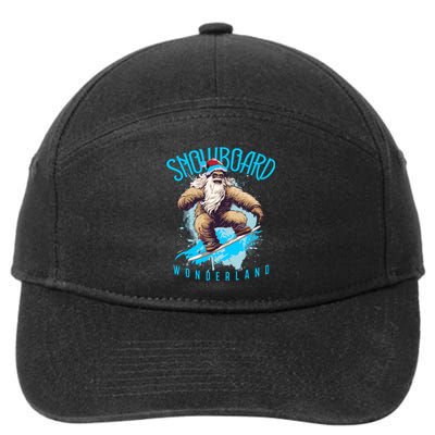 Sasquatch Snowboard Wonderland Christmas Bigfoot 7-Panel Snapback Hat