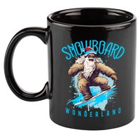 Sasquatch Snowboard Wonderland Christmas Bigfoot 11oz C Handle Ceramic Mug