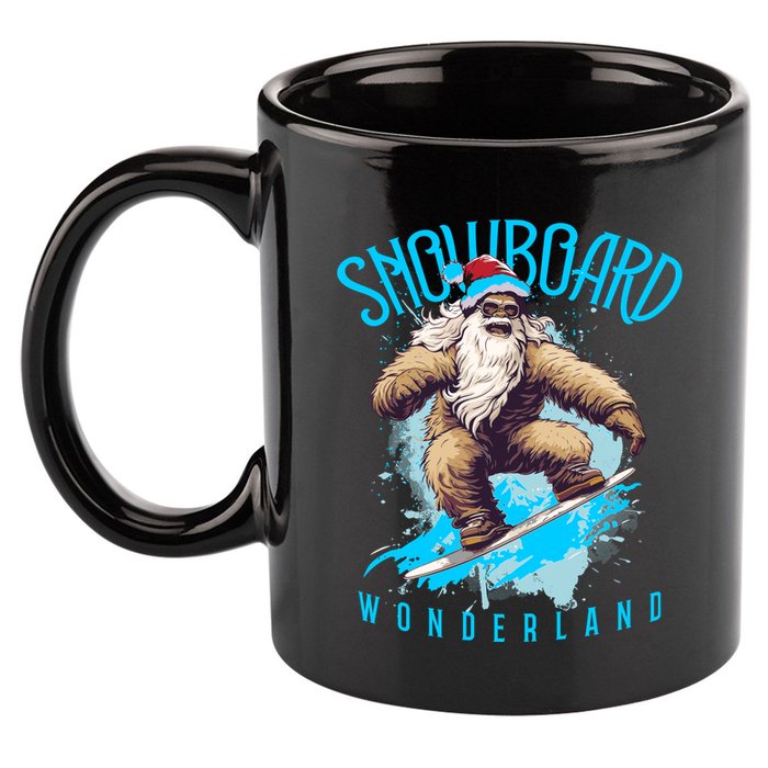 Sasquatch Snowboard Wonderland Christmas Bigfoot 11oz C Handle Ceramic Mug