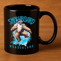 Sasquatch Snowboard Wonderland Christmas Bigfoot 11oz C Handle Ceramic Mug