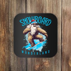 Sasquatch Snowboard Wonderland Christmas Bigfoot Coaster