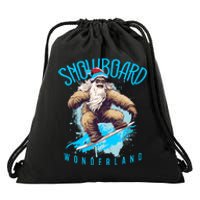 Sasquatch Snowboard Wonderland Christmas Bigfoot Drawstring Bag