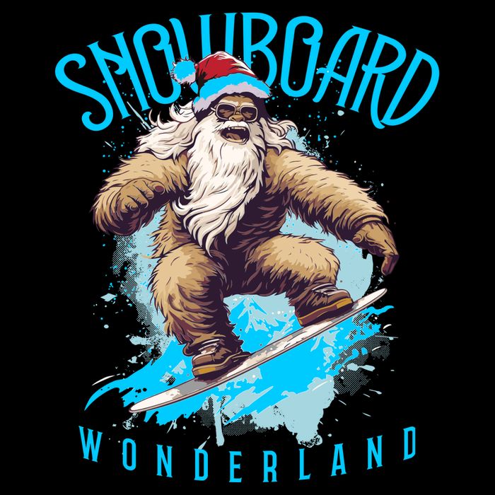 Sasquatch Snowboard Wonderland Christmas Bigfoot Drawstring Bag