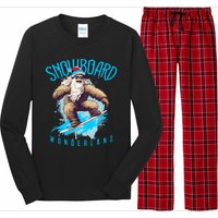 Sasquatch Snowboard Wonderland Christmas Bigfoot Long Sleeve Pajama Set