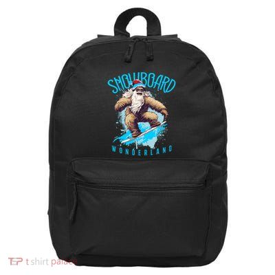 Sasquatch Snowboard Wonderland Christmas Bigfoot 16 in Basic Backpack