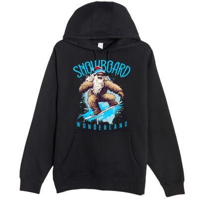 Sasquatch Snowboard Wonderland Christmas Bigfoot Premium Pullover Hoodie