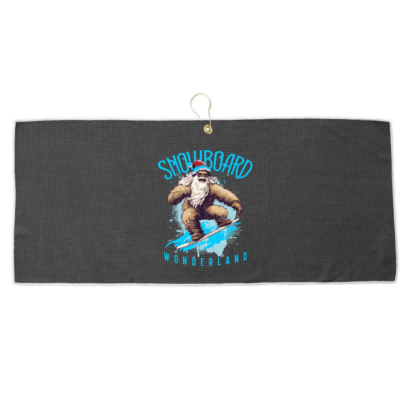 Sasquatch Snowboard Wonderland Christmas Bigfoot Large Microfiber Waffle Golf Towel