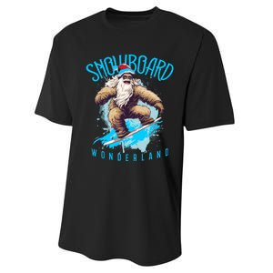 Sasquatch Snowboard Wonderland Christmas Bigfoot Performance Sprint T-Shirt