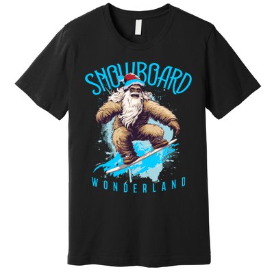 Sasquatch Snowboard Wonderland Christmas Bigfoot Premium T-Shirt