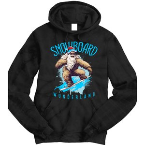 Sasquatch Snowboard Wonderland Christmas Bigfoot Tie Dye Hoodie