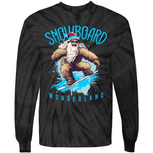 Sasquatch Snowboard Wonderland Christmas Bigfoot Tie-Dye Long Sleeve Shirt