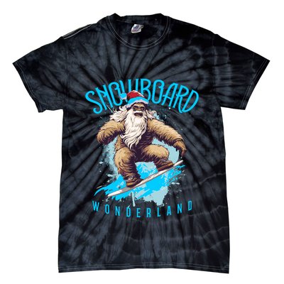 Sasquatch Snowboard Wonderland Christmas Bigfoot Tie-Dye T-Shirt