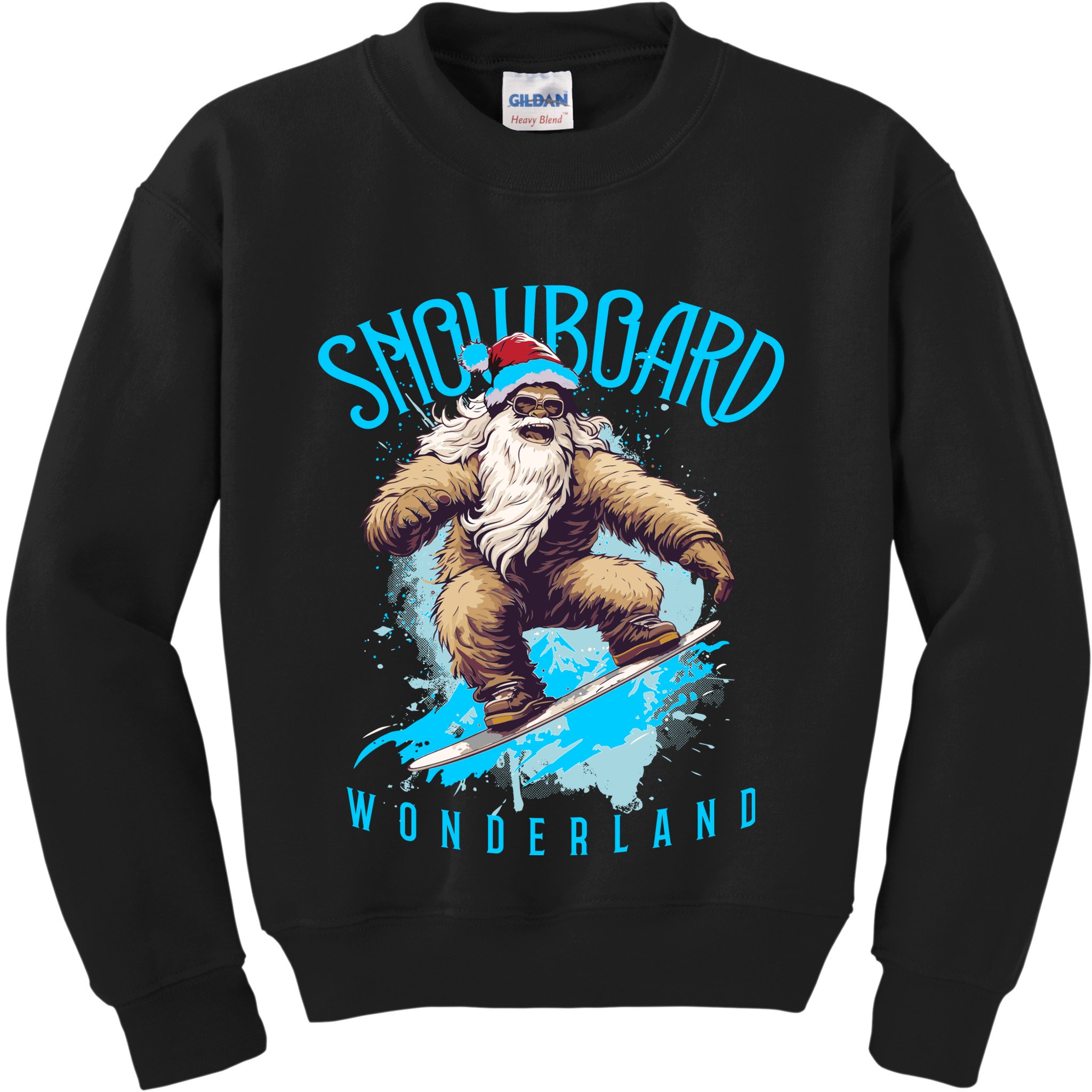 Sasquatch Snowboard Wonderland Christmas Bigfoot Kids Sweatshirt