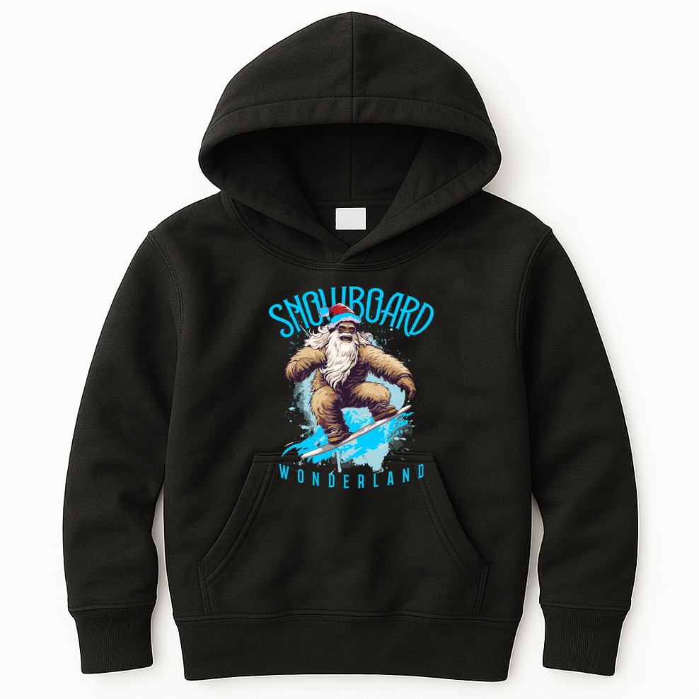 Sasquatch Snowboard Wonderland Christmas Bigfoot Kids Hoodie