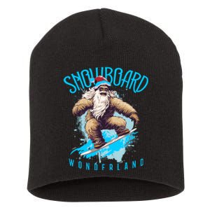 Sasquatch Snowboard Wonderland Christmas Bigfoot Short Acrylic Beanie