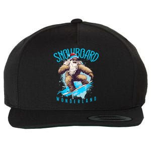 Sasquatch Snowboard Wonderland Christmas Bigfoot Wool Snapback Cap