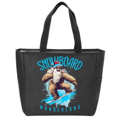 Sasquatch Snowboard Wonderland Christmas Bigfoot Zip Tote Bag