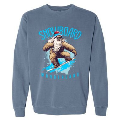 Sasquatch Snowboard Wonderland Christmas Bigfoot Garment-Dyed Sweatshirt