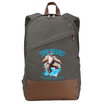 Sasquatch Snowboard Wonderland Christmas Bigfoot Cotton Canvas Backpack