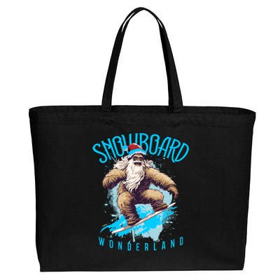 Sasquatch Snowboard Wonderland Christmas Bigfoot Cotton Canvas Jumbo Tote