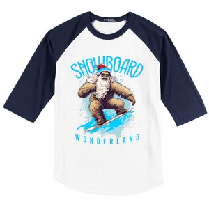 Sasquatch Snowboard Wonderland Christmas Bigfoot Baseball Sleeve Shirt