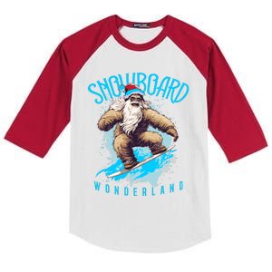 Sasquatch Snowboard Wonderland Christmas Bigfoot Kids Colorblock Raglan Jersey