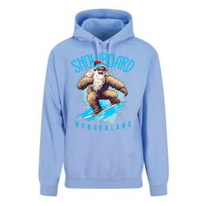 Sasquatch Snowboard Wonderland Christmas Bigfoot Unisex Surf Hoodie