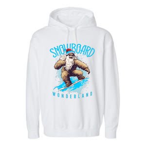 Sasquatch Snowboard Wonderland Christmas Bigfoot Garment-Dyed Fleece Hoodie