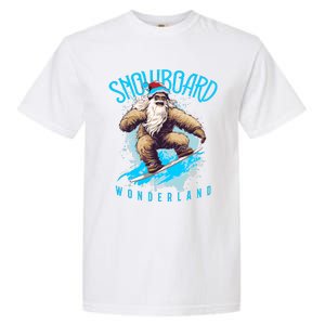 Sasquatch Snowboard Wonderland Christmas Bigfoot Garment-Dyed Heavyweight T-Shirt