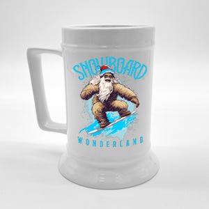 Sasquatch Snowboard Wonderland Christmas Bigfoot Beer Stein