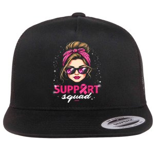 Support Squad Women Sunglasses Breast Cancer Awareness Flat Bill Trucker Hat