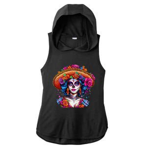 Sugar Skull Women De Los Muertos La Catrina Day Of The Dead Ladies PosiCharge Tri-Blend Wicking Draft Hoodie Tank