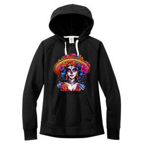 Sugar Skull Women De Los Muertos La Catrina Day Of The Dead Women's Fleece Hoodie