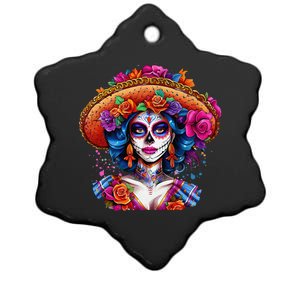 Sugar Skull Women De Los Muertos La Catrina Day Of The Dead Ceramic Star Ornament