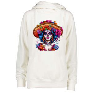 Sugar Skull Women De Los Muertos La Catrina Day Of The Dead Womens Funnel Neck Pullover Hood